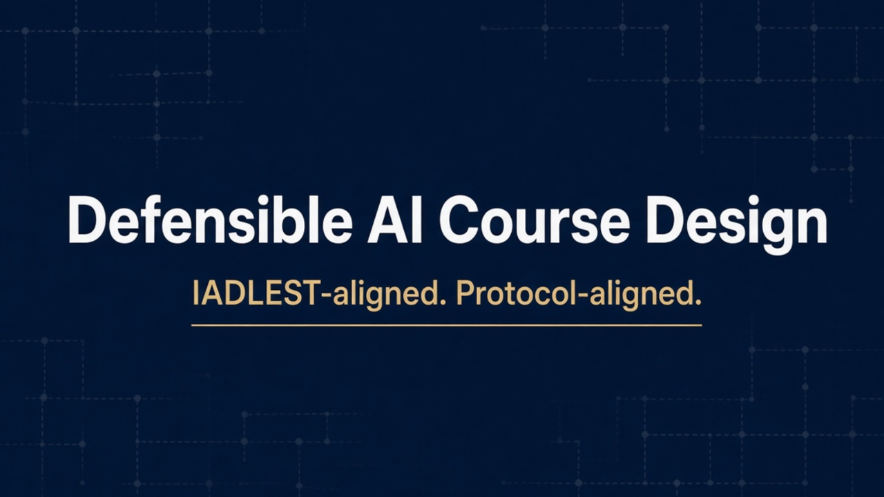 Defensible AI Course Design: IADLEST-aligned. Protocol-aligned course banner