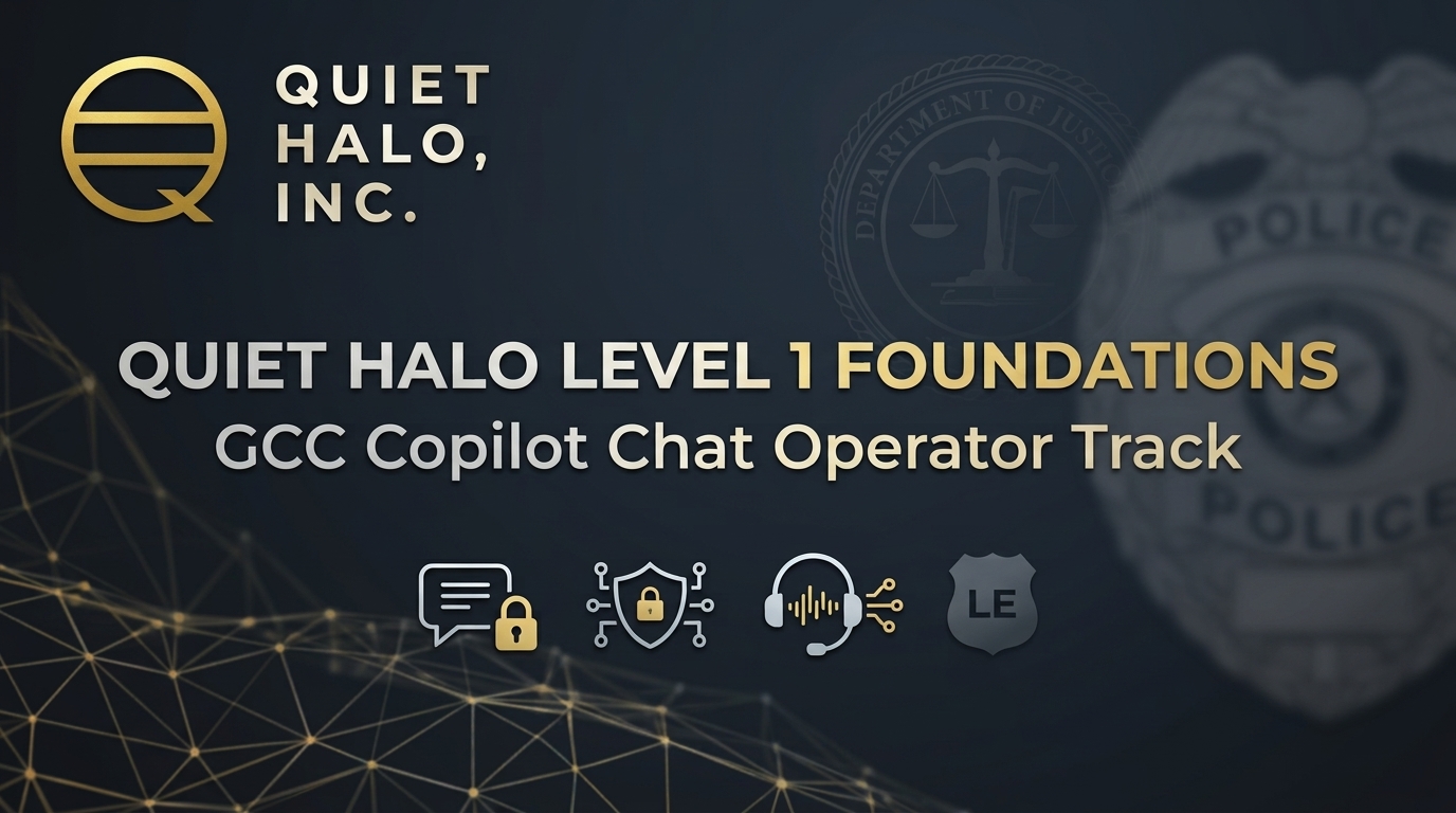 Quiet Halo Level 1 Foundations – GCC Copilot Chat Operator Track course banner